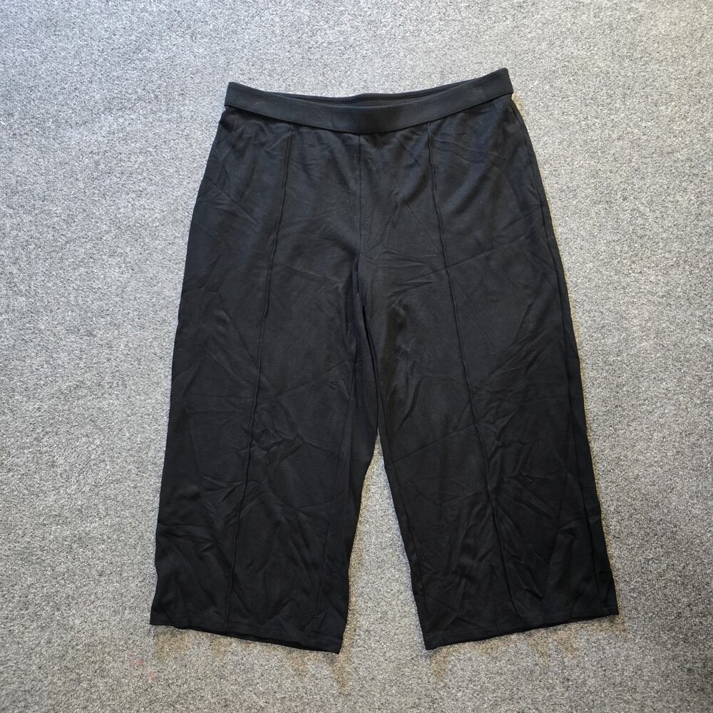 J Jill Pants Womens Large Black Wide Leg Cropped Stretch Wearever Pull On Casual
